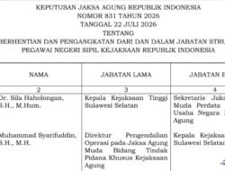 Jaksa Agung Lakukan Rotasi Nasional, Muhammad Syarifuddin Resmi Nahkodai Kejati Sulawesi Selatan